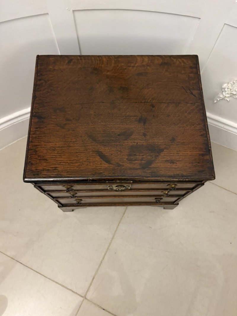 Antique Early 18th Century Quality Oak Box Coffer in the Form of a Miniature Chest